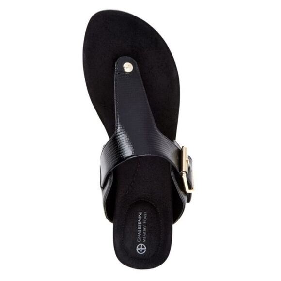 NEW * GIANI BERNINI Black Platform Rivver Wedge Slip On Thong Sandals 6.5 - Picture 4 of 14